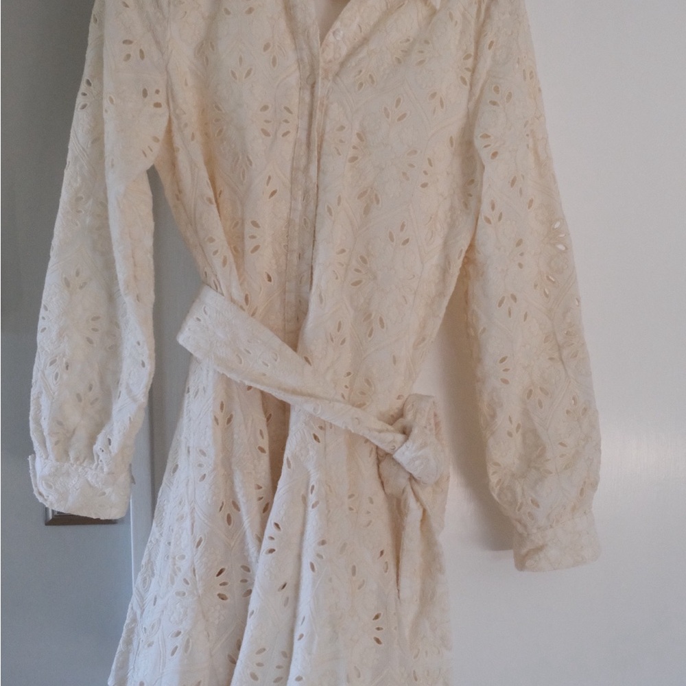 Sezane Cream Lace Dress